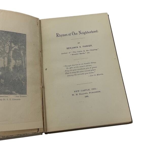 1895 Rhymes Of Our Neighborhood By B S Parker Hardcover Poetry Book - Picture 4 of 5